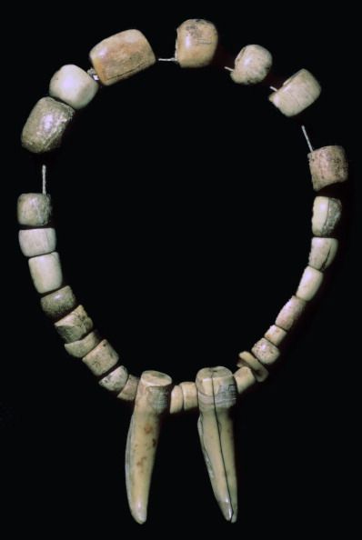 Neolithic necklace of bone and teeth from Skara Brae Neolithic settlement From the Tankernges House Museum's collection Orkney Deer Horn Jewelry, Neolithic Revolution, Stone Age Art, Celtic Clothing, Ancient Jewellery, Prehistoric Art, Horn Jewelry, Giclee Painting, Stone Age