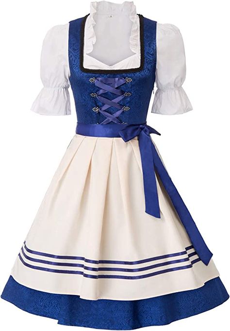 Oktoberfest Costume Women, German Beer Girl, German Dirndl Dress, Blue Printed Dress, German Dress Dirndl, German Costume, Ceremonial Clothing, Oktoberfest Costume, German Dress