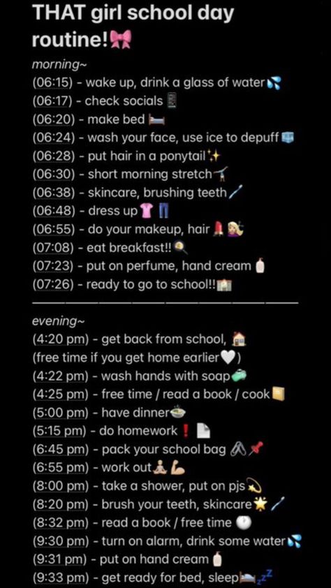 Daily School Schedule, Day Schedule, School Schedule, Body Hacks, Do Homework, Take A Shower, Wash Your Face, How To Make Bed, School Days