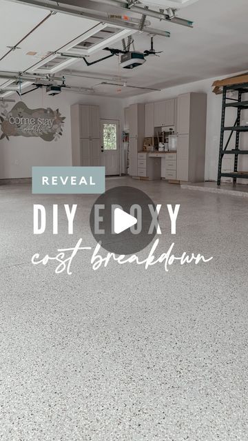 Amanda Vernaci | Come Stay Awhile on Instagram: "DIY GARAGE EPOXY FLOORS COST BREAKDOWN ✨ Follow @comestayawhile to learn how to DIY your home on a budget!

I was quoted almost $6000 to have these floors epoxied and I thought… hell no 😆 I can do that myself for way cheaper! My cost ended up being $1,048! Saving everything to a highlight for you so you can refer back to it later!

Trust me… if you have a little patience, ready to sweat a little and know how to use a paint brush, you can totally tackle this project in your home too at a FRACTION of the price. 

What questions do you have? Tomorrow I’ll meet ya in stories for a little Q+A sesh 😘 Send this to a friend or tag them down below to save it for later!

#diyepoxy #garagefloor #diyhomeprojects #homeimprovementprojects" Epoxy Floors In Home Garage, How To Paint Garage Floors, Resin Concrete Floor, Tan Epoxy Garage Floor, Apoxy House Floor Diy, Diy Epoxy Garage Floor, Garage Floor Ideas Cheap, Epoxy Garage Floor Ideas, Epoxy Flooring Ideas