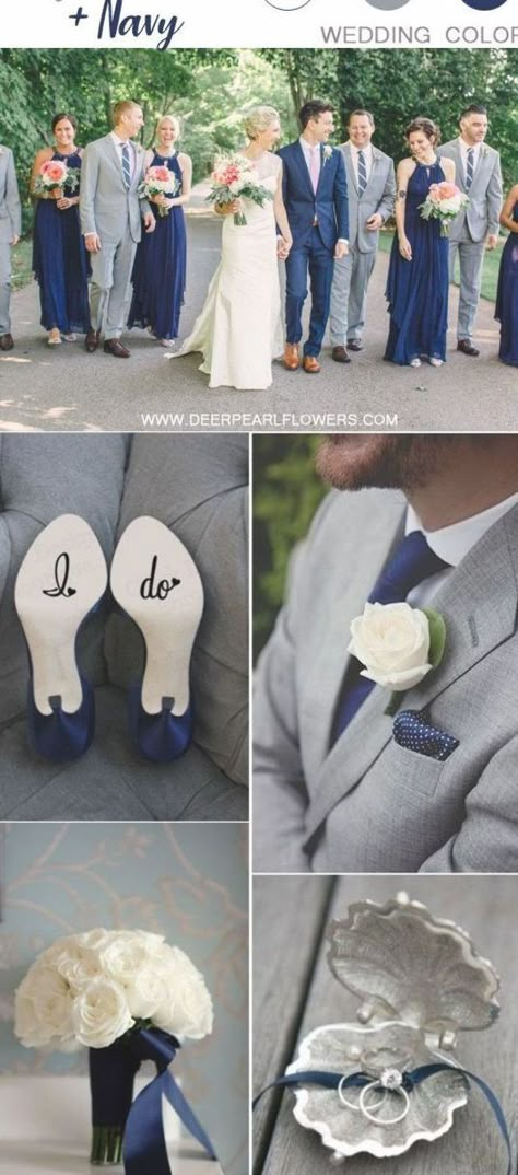 Color Ideas Wedding, Navy Gray Wedding, Gray Wedding Party, Navy Wedding Theme, Midnight Blue Wedding, Navy Blue Wedding Theme, Grey Wedding Theme, Navy Wedding Colors, Gray Wedding Colors