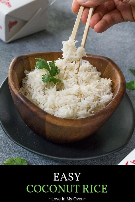 Once you try this easy coconut rice recipe you'll never make plain rice again. This basmati coconut rice is the perfect pair to curries and stir fry! // basmati coconut rice // creamy coconut rice // easy coconut rice recipe via @loveinmyoven Coconut Basmati Rice Recipe, Rice Flavoring, Basmati Coconut Rice, Easy Coconut Rice, Creamy Coconut Rice, Coconut Basmati Rice, Coconut Rice Recipe, Easy Vegetarian Recipes, Plain Rice