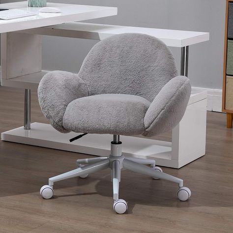 Not only soft to the touch, but it's cute and creates a less-serious feel in your working environment. Home office chair is great for bedrooms. Fluffy Chair, Comfy Office Chair, Office Time, Comfortable Office Chair, Grey Desk, Dream World, Desk Chairs, Swivel Wheels, Leisure Chair