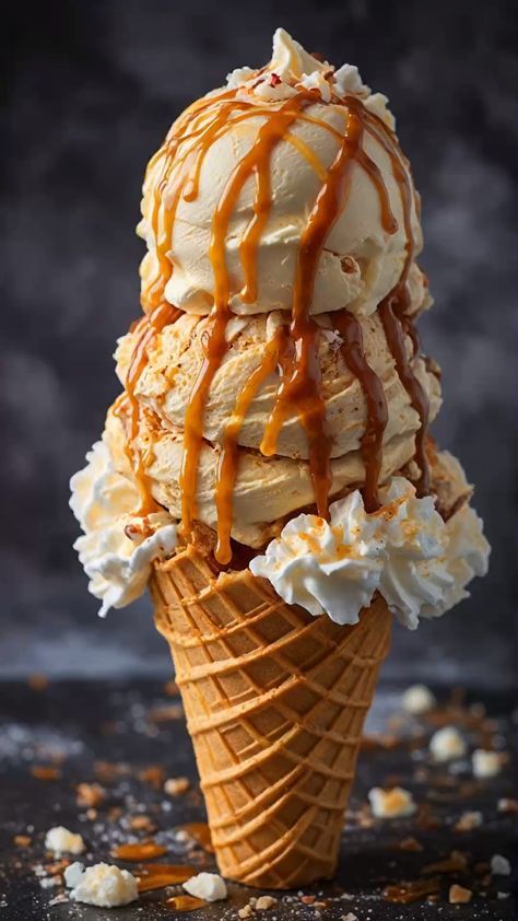 #foodie, #recipes, #cooking, #food inspiration Ice Cream Soft Serve, 3d Ice Cream, Swirl Ice Cream, Almond Ice Cream, Salted Caramel Ice Cream, Pumpkin Ice Cream, Cream Caramel, Caramel Ice Cream, Creamy Caramel