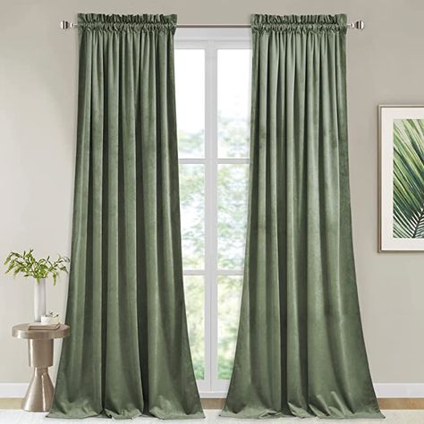 Amazon.com: StangH Sage Green Velvet Curtains for Bedroom, Super Soft Thermal Insulated Curtains Privacy Protection Room Darkening Drapes for Living Room / Nursery Room, W52 x L96, Sage Green, 2 Panels : Home & Kitchen Olive Green Velvet Curtains, Green Velvet Curtains, Velvet Curtains, Room Darkening, Green Velvet, Rod Pocket, Sage Green, Velvet, Curtains