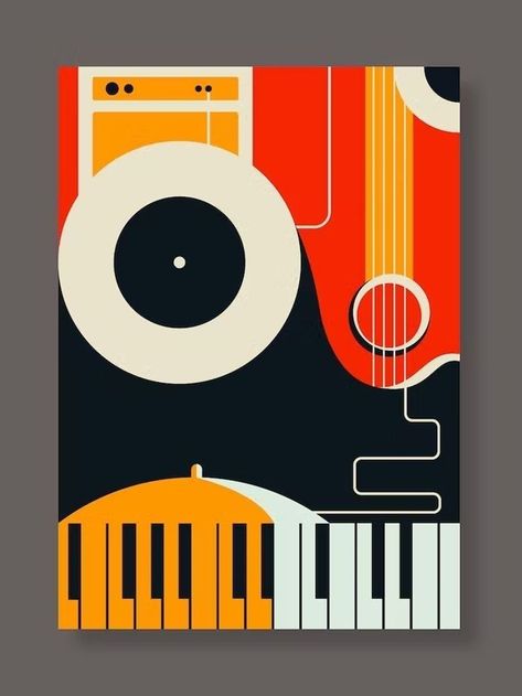 Musical Instruments Abstract Art, Music Instruments Artwork, Abstract Musical Instruments, Music Poster Ideas Illustration, Music Art Abstract, Posters About Music, Music Note Poster, Fine Art Poster, Music Poster Illustration