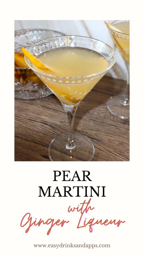 Cocktail enthusiasts, get ready to tantalize your taste buds with a delightful twist on a classic favorite – the Pear Martini with Ginger Liqueur. This elegant and refreshing concoction combines the sweet, juicy flavor of ripe pears with the spicy warmth of ginger liqueur. The result is a balanced and exotic martini perfect for any occasion. #pearmartini #peargingermartini #pearvodka #gingerliqueur #peargingermartinirecipe #seasonalpeardrink #craftpearginermartini Ginger Martini, Pear And Ginger Cocktail, Ginger Pear Martini, Spicy Pear Martini, Pear Ginger Martini Recipe, Pear Liqueur Cocktails, Asian Pear Martini Recipe, Cocktails With Pear Vodka, Ginger Liqueur Cocktails