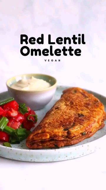 @easyvegan4u on Instagram: ""GET The Complete Plant Based Cookbook - Over 100+ Delicious Vegan Recipes Including 30-day Meal Plans" ➡️ LINK IN BIO 🔗 @easyvegan4u 5-ingredient RED LENTIL OMELETTE 🌱that’s #highprotein and so easy to make, it could very well become your favorite new breakfast 🥰 By @thetastyk —•—•—•—•— yields: 2 Sautéd veggies: 1 Tbsp olive oil 1/2 zucchini, diced handful mushrooms, sliced 1 garlic clove, minced Lentil Omelette: 3/4 cup (96g) lentil flour 1/2 tsp baking soda 1/4 Kulcha Recipe, Vegan Plan, Lentil Flour, Breakfast Meals, Vegan Brunch, Plant Based Cookbook, Vegan Meal Plans, Garlic Clove, Vegan Meal Prep