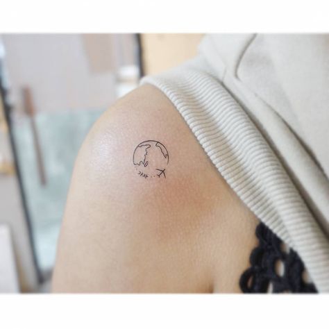 Tattoos For Women Cat, Astronomy Planets, Astronomy Tattoo, Globe Tattoos, Plane Tattoo, Earth Tattoo, Basic Tattoos, Airplane Tattoos, World Nature