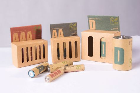 Sustainable packaging is the development and use of packaging which results in improved sustainability. The logo design is inspired by a battery and a leaf to show eco mode. There are different sustainable packaging designs for different type of batteries&#8230; Eco Packaging Ideas, Cardboard Window, Eco Packaging Design, Luxury Packaging Design, Wholesale Packaging, Eco Packaging, Branding Design Packaging, Packaging Designs, Box Packaging Design