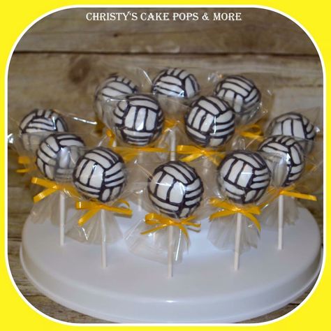 Volleyball Cake Pops by Christy's Cake Pops & More Easley, SC Volleyball Cake Pops, 9 Year Birthday, Black Cake Pops, Volleyball Cookies, Volleyball Cake, Volleyball Stuff, Black Cake, Cookie Cake, Birthday Girl