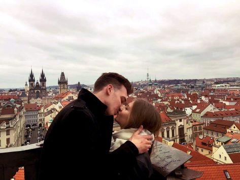 Prague, love, kiss, cute couple, couple shoot Prague Couple Photos, Prague Bars, Prague Shopping, Prague Museum, Prague Architecture, Prague Photography, Kiss Cute, Prague Christmas, Prague Photos