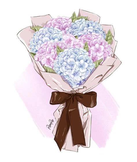 Illustrations & Logo & Design on Instagram: “#illustration #fashion #fashionillustration #illustrator #bouquet #hydrangea #bouquethydrangea #bluehydrangea #pinkhydrangea #flowers…” Bucket Drawing, Bouquet Hydrangea, Flower Bouquet Drawing, Duomo Milan, Black And Purple Wallpaper, Chanel Wallpapers, Flowers Hydrangea, Felt Flowers Diy, Instagram Illustration