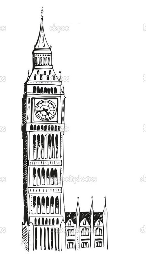 London Clock Tower Drawing, Big Ben Dibujo, Big Ben Drawing, Malaysia Poster, London Clock Tower, Easy Pictures To Draw, Meaningful Drawings, Abstract Art Painting Diy, Zentangle Drawings