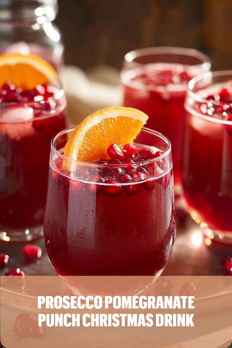 A refreshing punch featuring prosecco and juicy pomegranate for holiday gatherings. Christmas Prosecco, Easy Christmas Drinks, Prosecco Punch, Prosecco Cocktail Recipes, Prosecco Bar, Christmas Punch Recipes, Sparkling Cocktail, Prosecco Cocktails, Holiday Punch