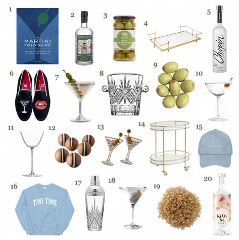 Martini Gift Basket Ideas, Martini Gift Basket, Martini Gift Ideas, Castelvetrano Olives, Martini Shaker, Judith Leiber Couture, Thrive Market, Diy Gift Baskets, London Dry Gin