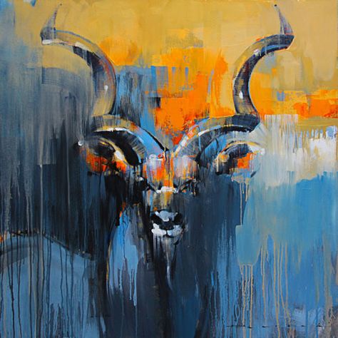 Contemporary Animal Paintings, African Animal Paintings, Modern Animal Art, Kudu Painting, Peter Pharoah, Contemporary Wildlife Art, Best Abstract Paintings, Paintings Ideas, Abstract Animal Art