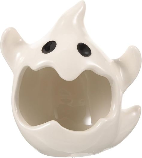 Amazon.com: BIUDECO Ghost Tealight Container Spooky Halloween Empty Candle Holder Candles Halloween Decoration Decorative Candle Holder Spooky Tealight Candle Holder Votive Candle Cups Ceramics White : Home & Kitchen Halloween Candle Decor, Slim Kitchen, Candles Halloween, Empty Candle, Ghost Candles, Candle Stick Decor, Candle Cups, Creative Candles, Spoon Necklace