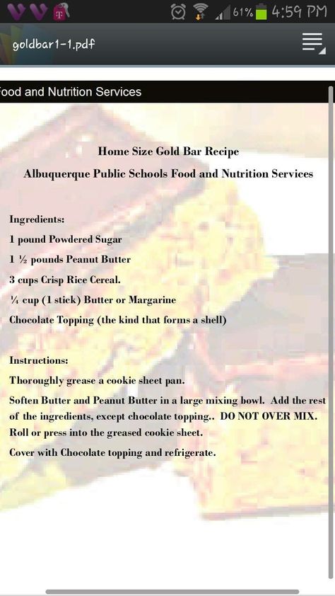 "Gold Bars" APS treats. Gold Bars Recipe, Mexico Recipes, Candy Bar Cookies, School Lunch Recipes, Cookie Cake Pie, Pie Party, Pie Pie, Rice Krispy, Lunch Food