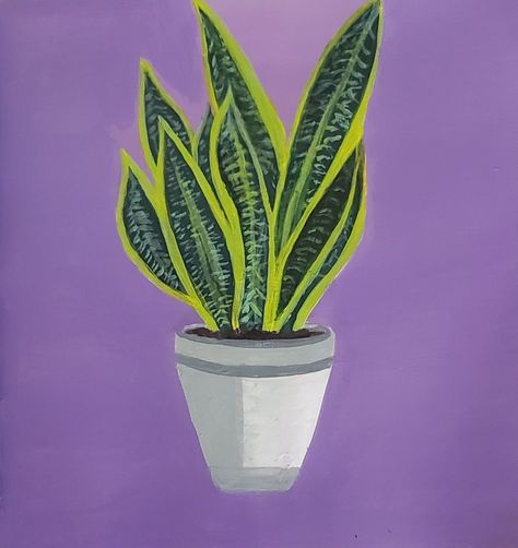 House Plant Painting Acrylic, Plant Painting Simple, Snake Plant Painting, Plant Painting Acrylic, Cactus Paintings, Acrylic Painting Flowers, Paint Techniques, Easy Canvas Art, Plant Aesthetic