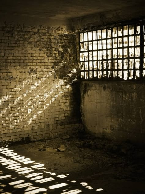 Horror Basement, Fantasy Prison, Prison Aesthetic, Jail Ideas, Prison Photography, Jail Bars, Abandoned Prisons, Alcatraz Prison, Prison Cell