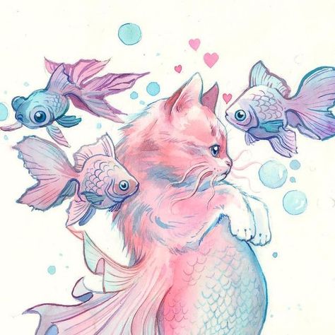 Lora Zombie on Instagram: "MerMay Kitties 💕🧜‍♀️ 🐱   #art #mermay #mermaid #cat #catsofinstagram #catlover" I Feel Everything, Lora Zombie, Feel Everything, I Know Nothing, Mermaid Cat, Kitty Cats, Know Nothing, Cat Drawing, Cat Lady