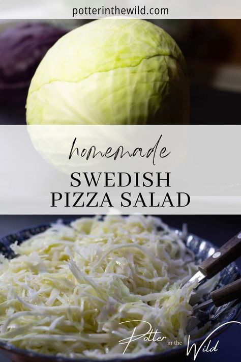 This recipe is a simple dish combining white cabbage, black pepper, olive oil, and white wine vinegar to make a simple and fresh salad. It is a traditional swedish recipe that is always served with pizza for an easy and healthy side dish. It is a family favorite dinner recipe! Swedish Pizza Salad, Swedish Vegetable Recipes, Swedish Recipes Traditional, White Cabbage Recipes, Swedish Meals, Shredded Cabbage Salad, Scandinavian Dinner, Scandinavian Cooking, Easy Whole 30