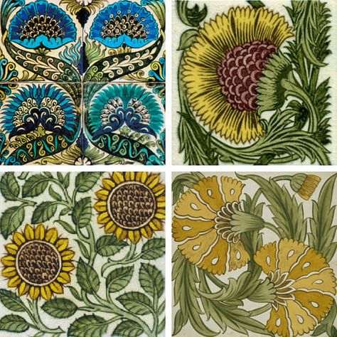 Art Nouveau Flowers Illustration, Stained Glass Furniture, Craftsman Style Interiors, Ornate Books, Creative Sketchbook, French Wallpaper, Geometric Flowers, Nature Winter, Handcrafted Tile