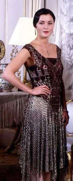 Gorgeous Assiut Dress from the BBC show, The House of Elliot. House Of Elliot Costumes, The House Of Elliot, Louise Lombard, Film Clothes, House Of Elliot, 1920's Dresses, English Film, Tv Clothes, Traditional Textiles