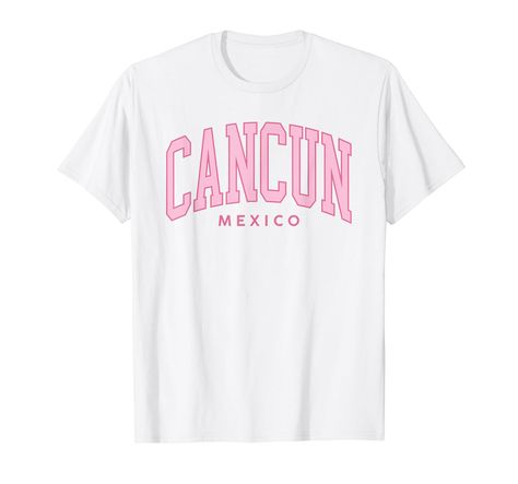 PRICES MAY VARY. Mens Womens Cruise ship vacation essentials Cancun tshirt. Retro throwback style graphic Cancun, Mexico design for beach vacations in Cancun for boys, girls and kids too! Vacation at the beaches of Cancun Mexico with this summer inspired graphic t-shirt that features arched college style pink text for a retro preppy throwback beach style. This Cancun design comes in a cool mens tshirt or cute womens top. Lightweight, Classic fit, Double-needle sleeve and bottom hem Mexico Cruise, Pink Preppy, Retro Preppy, Text Graphics, Cozumel Mexico, Pink Retro, Family Reunions, Athletic Style, Cancun Mexico