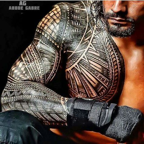 Roman Reigns Maori Tattoo Frau, Polynesian Tattoo Sleeve, Stammestattoo Designs, Roman Reigns Tattoo, Tato Maori, Roman Tattoo, Armor Tattoo, Polynesian Tattoo Designs, Full Arm Tattoos