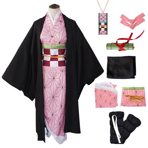 PRICES MAY VARY. Anime Design: The design of our cosplay uniform is inspired by famous Japanese anime characters. Unisex Costumes, Kimono Outfits, Nezuko Cosplay, Role Play Costume, Anime Kimono, Kimono Outfit, Pink Kimono, Pink Costume, Kimono Coat