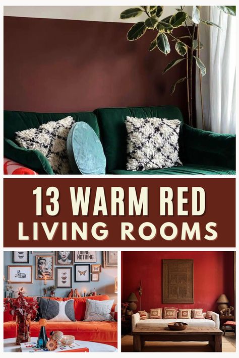 Red is one of the hottest trends for 2024, as we lean towards these warmer, richer colours. It’s warm, cosy and choosing the right hue will change how the space feels, and how you feel within it. Take inspiration from these 13 gorgeous red living room ideas that might just change your opinion on this fiery colour. Lick Red Living Room, Cranberry Walls Living Room, Dark Red Accent Wall Living Room, Red Feature Wall Living Room, Living Room With Red Brick Wall, Red Wall Room Ideas, Bold Colours Living Room, Red And Green Living Room Ideas, Dark Red Living Room Walls