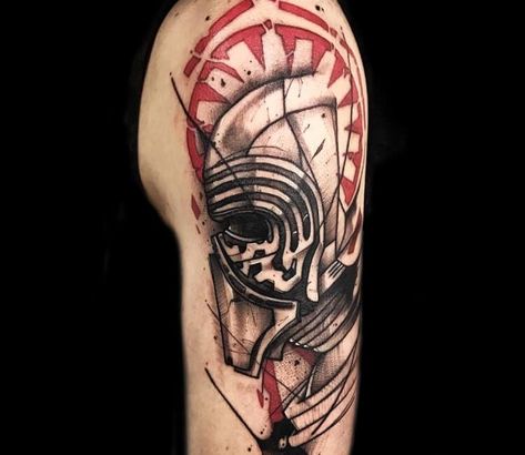 Tattoo photo - Kylo Ren tattoo by Gustavo Takazone Kylo Ren Tattoo Ideas, Black And Red Sketch, Kylo Ren Tattoo, Star Wars Tattoo Sleeve, Red Sketch, Ink Inspiration, Star Wars Tattoo, Red Tattoos, World Tattoo