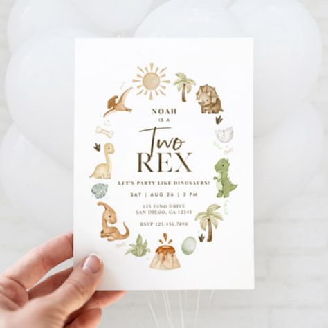 Two Rex Dinosaur 2nd Birthday Invitation for $2.98 - Birthday Invitations Dinosaur 2nd Birthday, Dinasour Birthday, Boho Color Scheme, Second Birthday Boys, Dinosaur Party Invitations, 2nd Birthday Party For Boys, Second Birthday Party, 2nd Birthday Boys, Dinosaur Themed Birthday Party