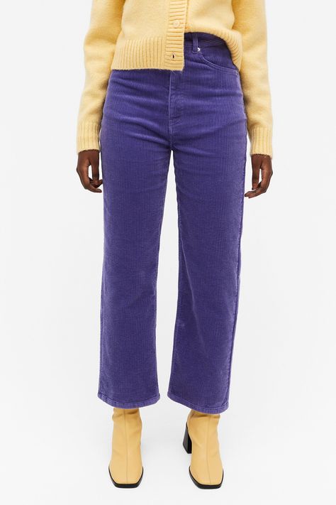 Corduroy trousers - Purple - Corduroy trousers - Monki FR Voilet Pants, Purple Corduroy Jacket, Purple Corduroy Pants, Purple Corduroy Bottoms With Pockets, Purple Relaxed Fit Trousers, Classic Style Icons, Cord Trousers, Corduroy Trousers, Fashion Icons