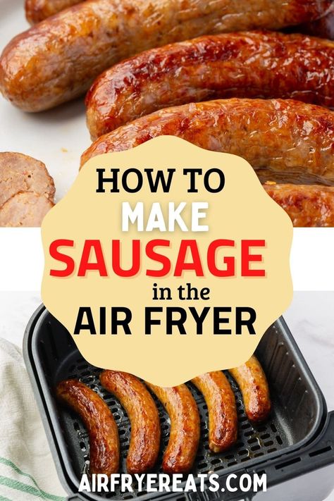 Hot Links In Air Fryer, Turkey Sausage Air Fryer Recipes, Air Fry Sausage Links, Air Fryer Turkey Sausage Links, Sausage In Air Fryer How To Cook, Airfryer Sausage Links, Link Sausage In Air Fryer, Venison Sausage Recipes, Air Fryer Recipes Pork