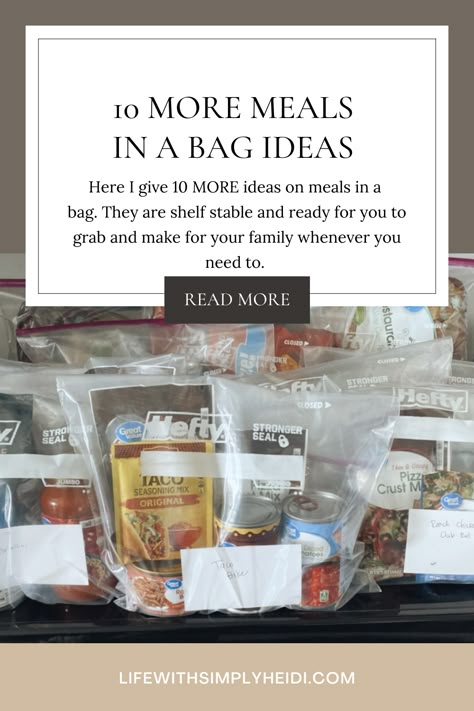 Shelf Stable Meals in a Bag part 2 – Life with Simply Heidi Meals In A Bag Recipes, Food Pantry Birthday Kits, Mylar Bag Meals, Meal Kit Gift Basket, Shelf Stable Meals In A Bag, Shelf Stable Meals In A Jar, Food Pantry Meal Kits, Shelf Stable Food Gifts, Shelf Stable Camping Meals