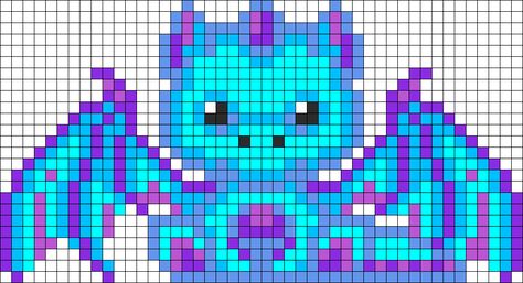 Cute Dragon Bead Pattern / Bead Sprite Perler Bead Dragon Pattern, Perler Bead Patterns Dragon, Dragon Bead Pattern, Dragon Perler Bead Patterns, Perler Bead Dragon, Dragon Perler Beads, Perler Dragon, Dragon Pixel Art, Pixel Art Dragon