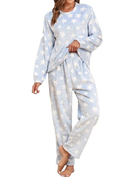 PRICES MAY VARY. ♥Material:This two piece womens cozy pajama set is made of flannel,and is ultra soft, thermal, warm and cozy！It can wear as winter warm fleece pajama sets or halloween and christmas pajamas for family! ♥Features:The winter pajamas comes with long sleeve top and long pants,designed with round neckline, above star and heart,elastic cuffs and stretchy elastic waistband. Comfortable to wear, non-restricting and relaxed in fit that keep you cozy in bed or sofa all day and night ♥Desi Women’s Winter Pajamas, Cute Winter Pjs, Cute Winter Pajamas, Baggy Pajamas, Pajamas Women Comfy, Fluffy Pajamas, Fuzzy Pajamas, Cozy In Bed