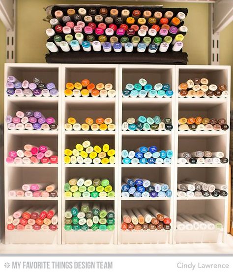 Copic Marker Storage, Copic Storage, Color Groups, Monthly Organization, Creative Closets, Craft Storage Organization, Art Studio Organization, Art Supplies Storage, Pastel Home Decor