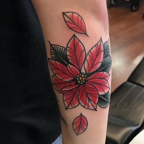 Poinsettia Tattoo, New Jersey Tattoo, Birthday Tattoo, S Tattoo, Body Tattoos, Color Tattoo, Flower Tattoos, Poinsettia, Do More