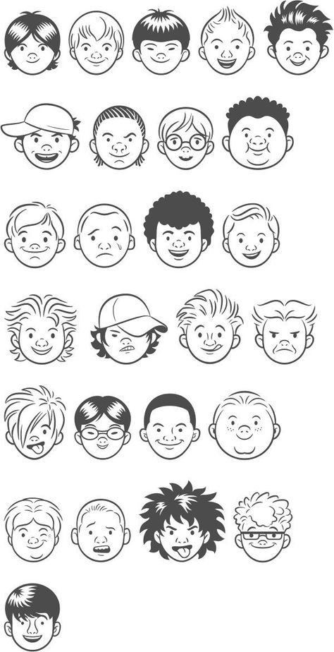 Doodle Of People, Doodle Character Design, Doodle Characters People, How To Draw Cartoon People, Face Cartoon Drawing, Cartoon Face Drawing, Drawing Cartoon People, Draw Cartoon Faces, Doodle Faces