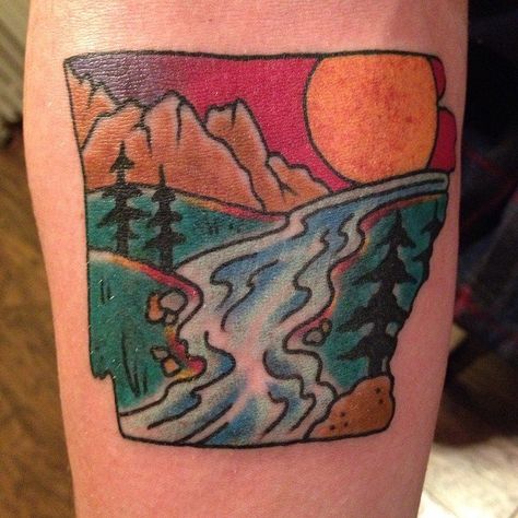 Pin for Later: 50 States of Tattoos: Ink Ideas From Every Corner of America Arkansas Razorback Tattoo Ideas, Arkansas Tattoo Ideas, Arkansas Tattoo, State Tattoos, Utah Parks, Arkansas State, Home Tattoo, Stretched Ears, Smart Living