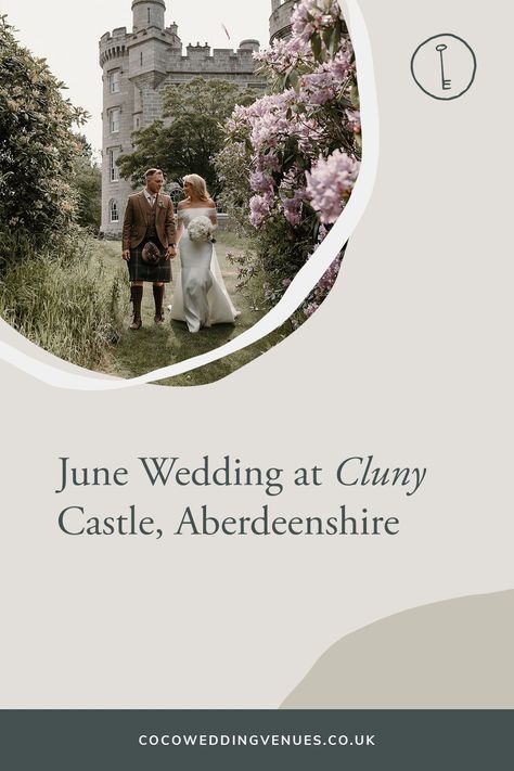 A beautiful June wedding at Cluny Castle featuring rhododendrons in full bloom, a groom in a kilt, an elegant marquee reception and a fairytale castle wedding venue. Cluny Castle, Marquee Reception, Castle Wedding Venue, Garden Wedding Venue, Blush Bridal, June Wedding, Fairytale Castle, Castle Wedding, White Hydrangea