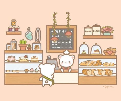 Baking Drawings, Bakery Cartoon, Indie Game Art, Cute Blue Wallpaper, Food Cartoon, Bakery Shop, Easy Drawings Sketches, Cute Kawaii Drawings, Cartoon Drawing