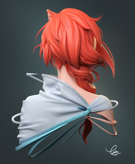 3d Stylized Hair, Rossdraws Art, Stylized Hair, Ross Tran, Zbrush Hair, Character Sculpture, 3d Hair, Stylized Character, 얼굴 드로잉