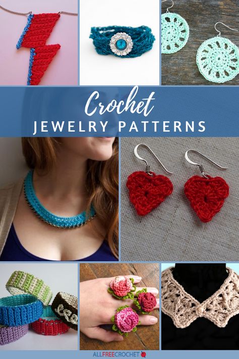 UPDATED! Search through this collection of crochet jewelry and you'll never be without a gorgeous and fashionable accessory again! Crochet Hobby, Crochet Bracelet Pattern, Crochet Beaded Necklace, Crochet Necklace Pattern, Crochet Rings, Jewelry Crochet, Scrap Yarn, Crochet Jewelry Patterns, Crochet Earrings Pattern