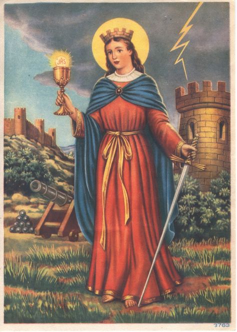 Santa Barbara in Latin American iconography Saint Barbara, Santi Cattolici, The Virgin Mary, Lightning Strikes, Catholic Art, Patron Saints, Religious Art, Catholic Church, Virgin Mary