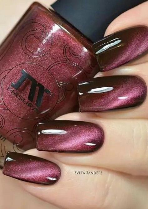 # Burgundy Cats Eyes Nails Eyes Nails, Cat Eye Nails Polish, Nails 2018, Fall Nail Art Designs, Makijaż Smokey Eye, Red Nail, Cat Eye Nails, Nails Polish, Colorful Nail Designs